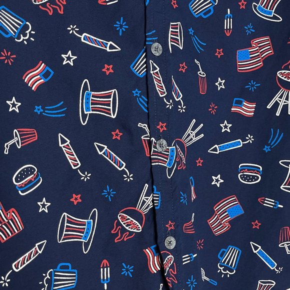 Free‎ Planet Navy Blue Button Down Fourth Of July Vibe Size XS - Picture 5 of 10